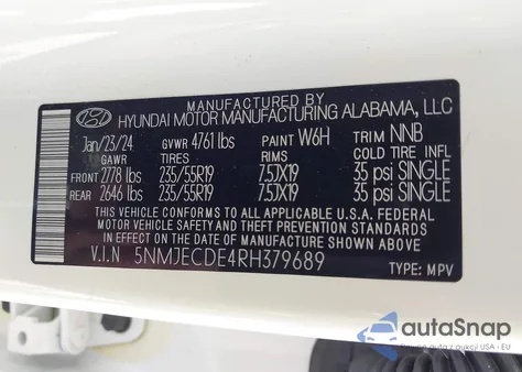 2024 Hyundai Tucson Limited из США, поврежденный, VIN 5NMJECDE4RH379689